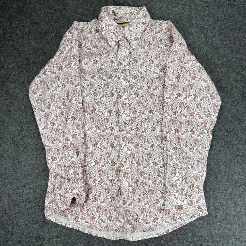 Wrangler Kids Boys Burgundy Paisley Western Button Down Shirt Long Sleeve L